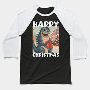 Happy Christmas with Godzilla - 4 Baseball T-Shirt